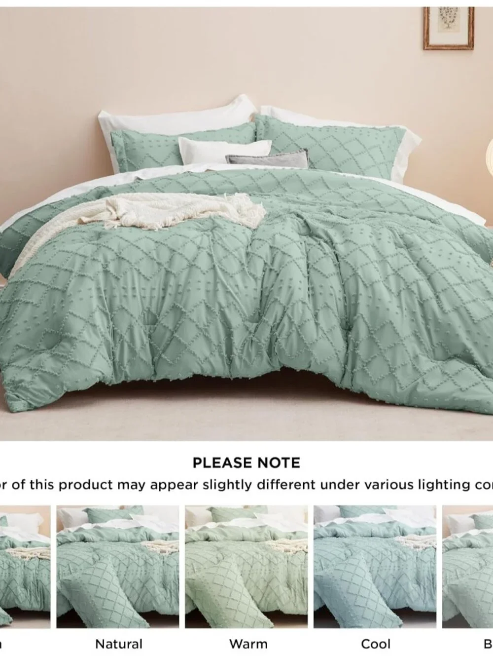Twin Comforter Set - Sage Green Comforter, Boho Tufted Distressed Vintage Beddin